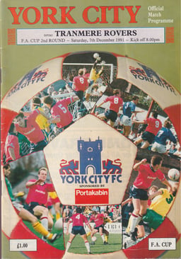 York City v Tranmere Rovers Match Programme 1991-12-07